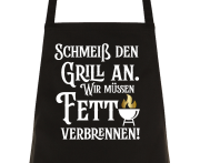 Grillschürze, Kochschürze mit Spruch "Schmeiß den Grill an..." Schürze für Hobbyköche Geschenke Papa Opa Mama Freunde