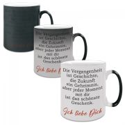 Farbwechseltasse mit Motiv Modell: Die Vergangenheit ist Geschichte
