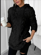 Kuschelige Jacke mit Kapuze in schwarz/ Thea