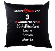 Schwarzes Kissen - Stolze Oma - individualisierbar