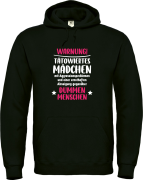 Kapuzenpullover, Hoodie schwarz mit Motiv: "Warnung: Tätowiertes Mädchen" (schwarz/weiß)
