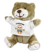 Stofftier, Kuscheltier, Teddy, Teddybär mit Wunschnamen und Mini Tshirt - Motiv Schulkind Faultier