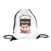 Turnbeutel "Schulkind 2023 Motiv Katze oder Penguin" mit Wunschnamen