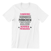 T-Shirt "Warnung: Tätowiertes Mädchen" (schwarz / weiß)